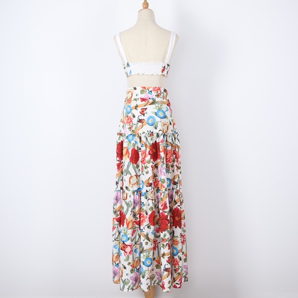 Boho gypsy floral print crop top maxi skirt set - Picture 10 of 10